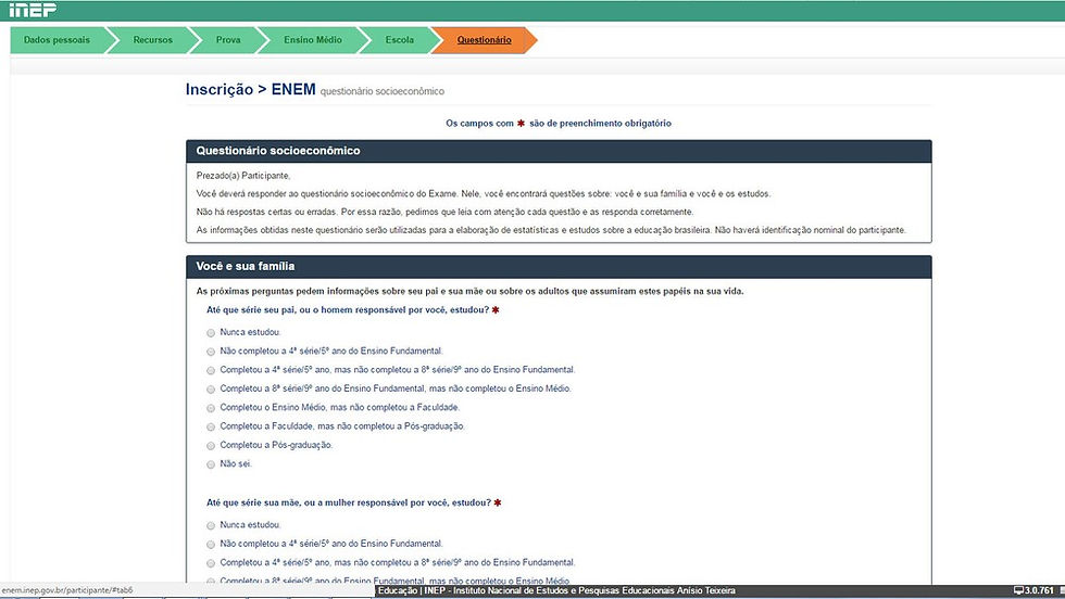 Enem 2017: conclusão da inscrição prevê gerar boleto ou pedir isenção (Foto: Reprodução/Inep).