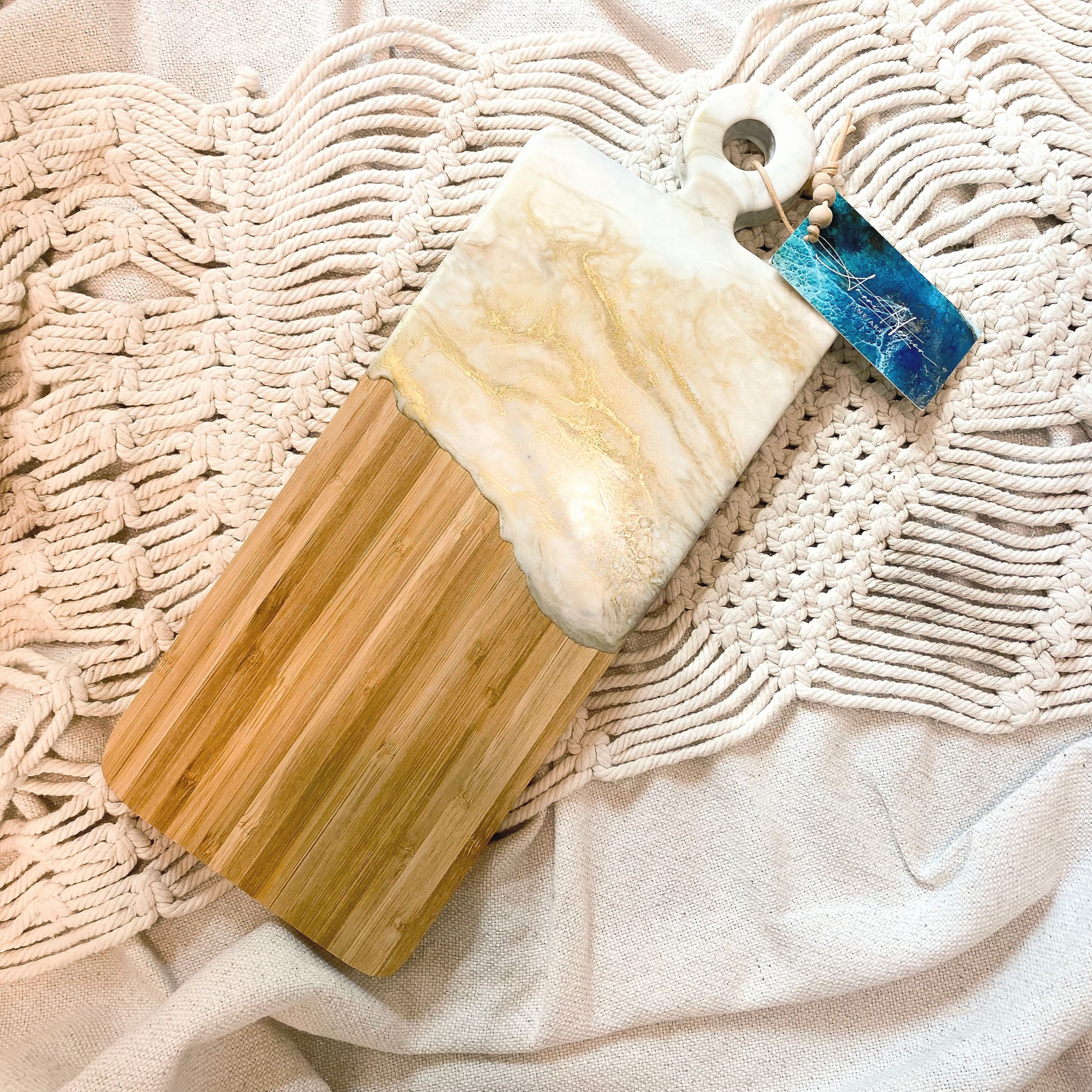 White & Gold Paddle Bamboo Board 
