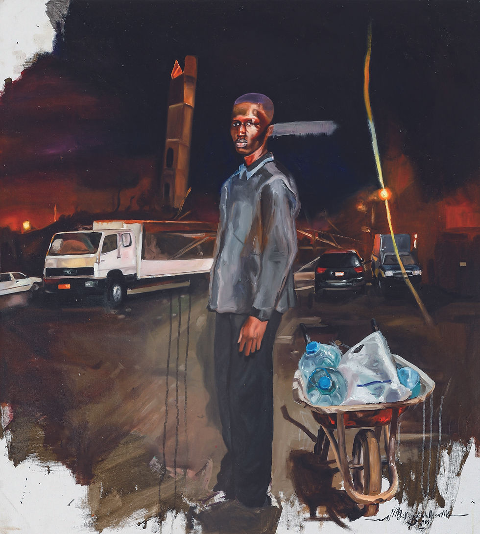 Manga Lulu Williams, Funge man, 2023, Huile sur toile, 123 x 104 cm,© Manga Lulu Williams - Courtoisie de la galerie Christophe Person