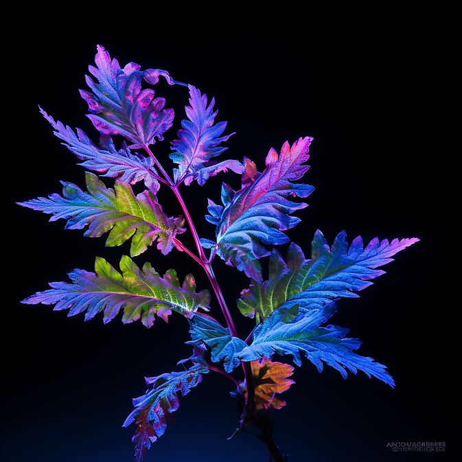 Verdeoro_artemisia_vulgaris_leaf_under_UV_lights_magical_dramat_94896c7c-5394-4433-8f4a-a2