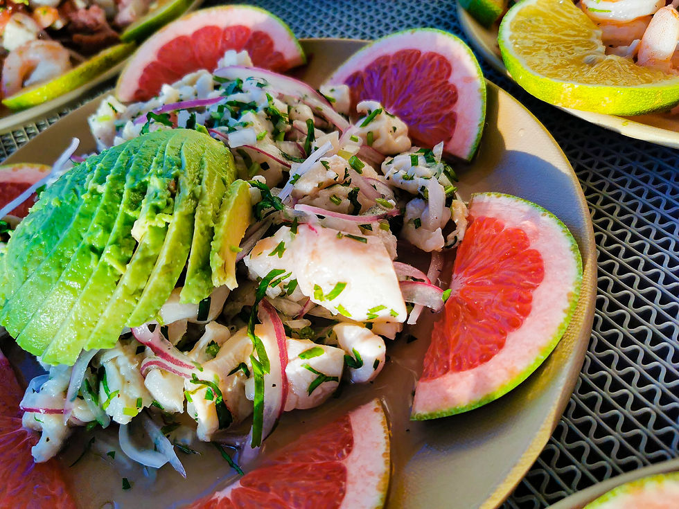 Fresh ceviche with toronja and aguacate from Cozumel Windseekers