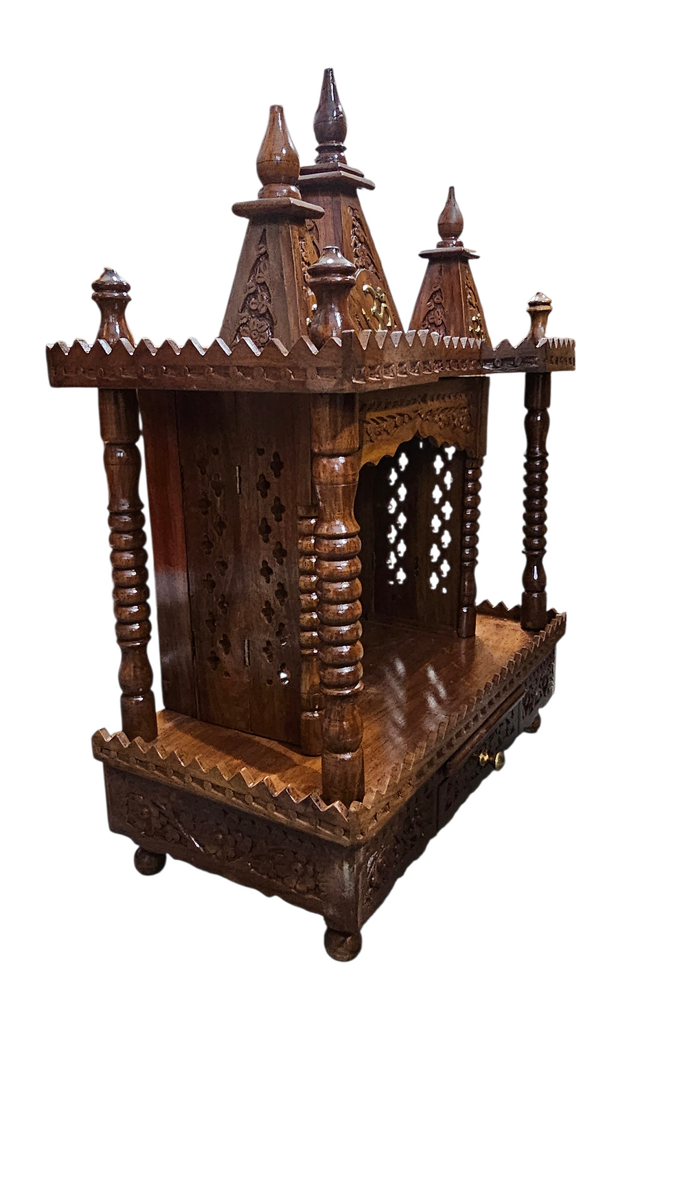 Thumbnail: 24 by 13 sheesham mandir with one drawer and plate open 
