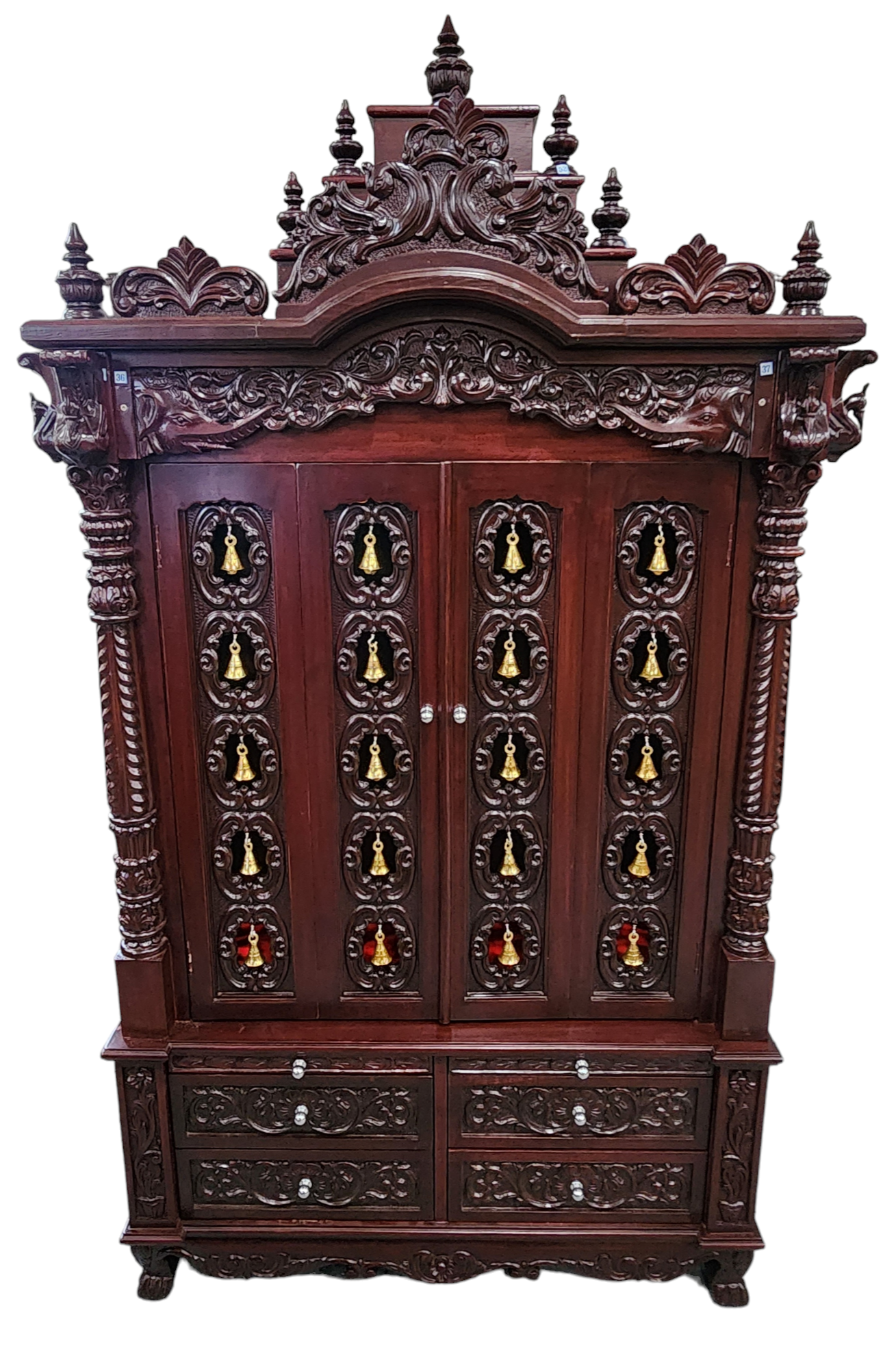 36 by 18  Sewan wood Mandir with Bells
