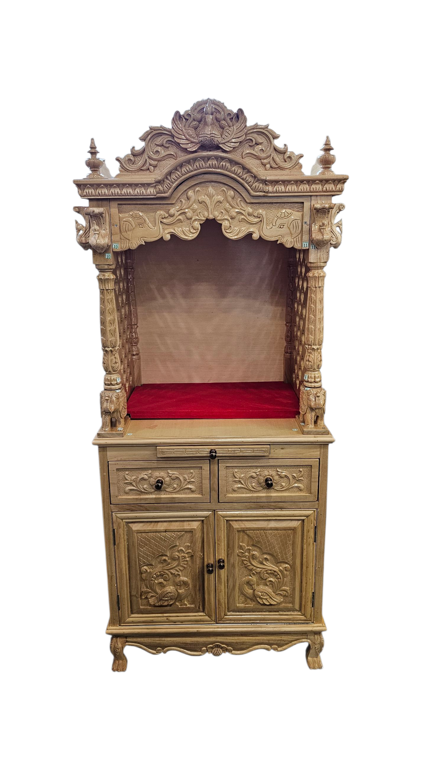 25  by 18  Sewan wood natural color Mandir with cabinet open style 