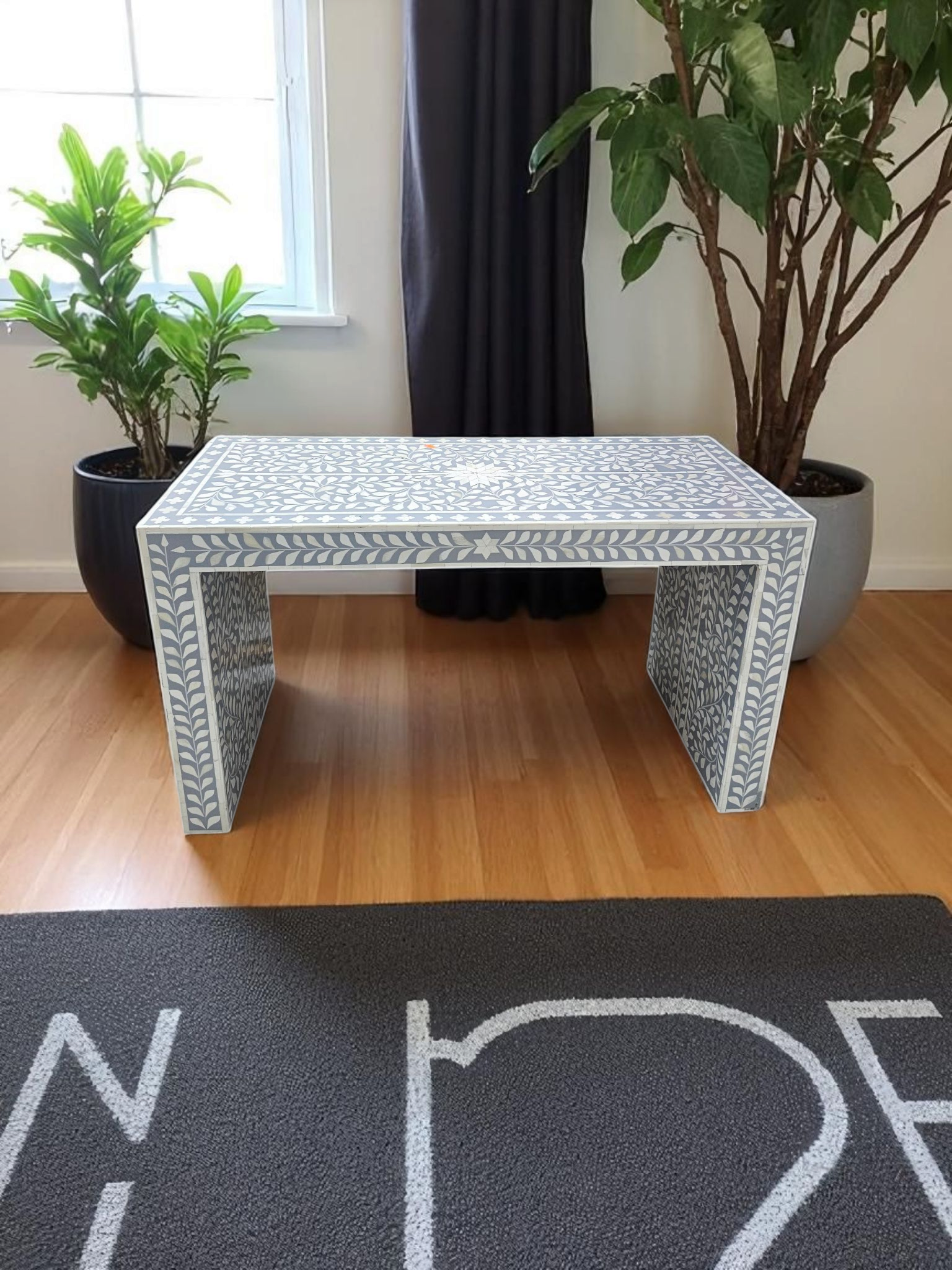 32 by 18 inches bone inlay MDF wooden small console table