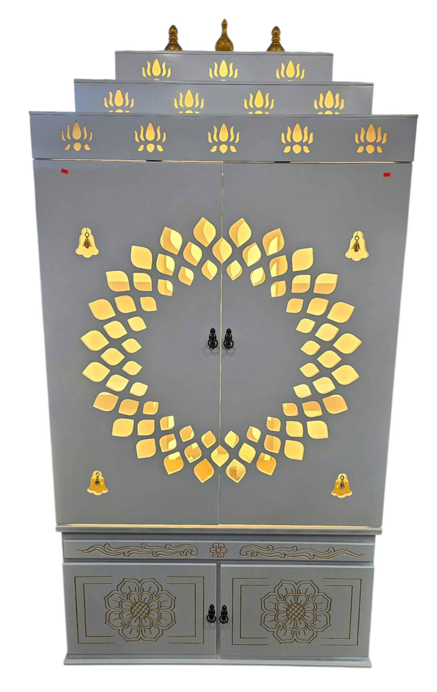 42  inches by 20 inches MDF wood white  mandir with Door / lights 