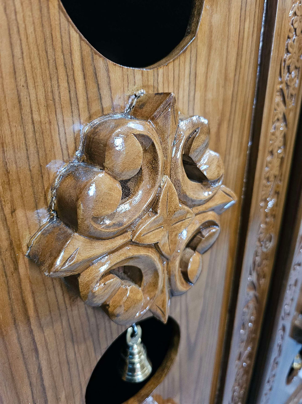 Thumbnail: 32  by 18 Sheesham Wood carving Mandir door style lighter color 