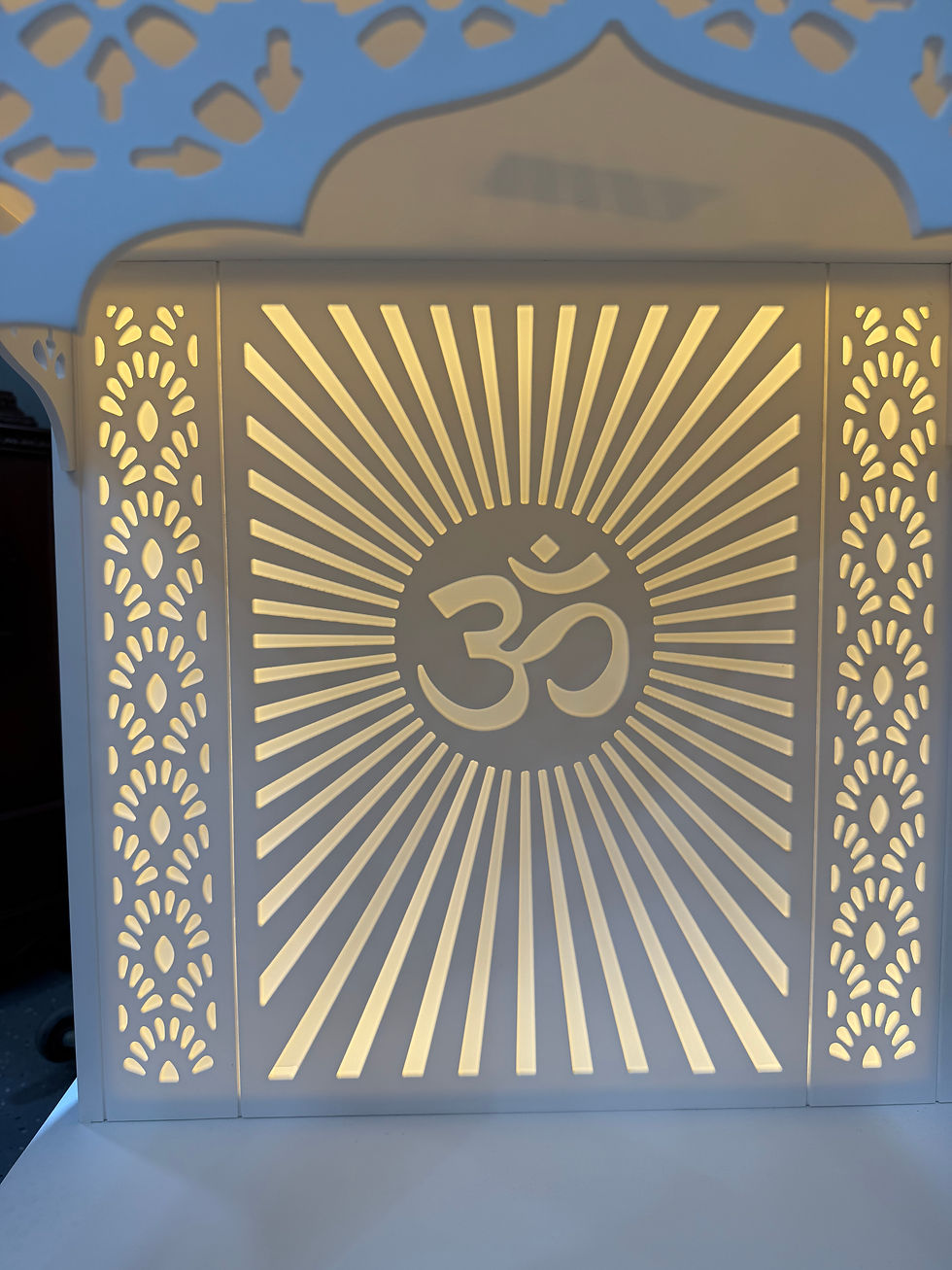 Thumbnail: 23 inches by 15 inches corian marble white mandir open style 