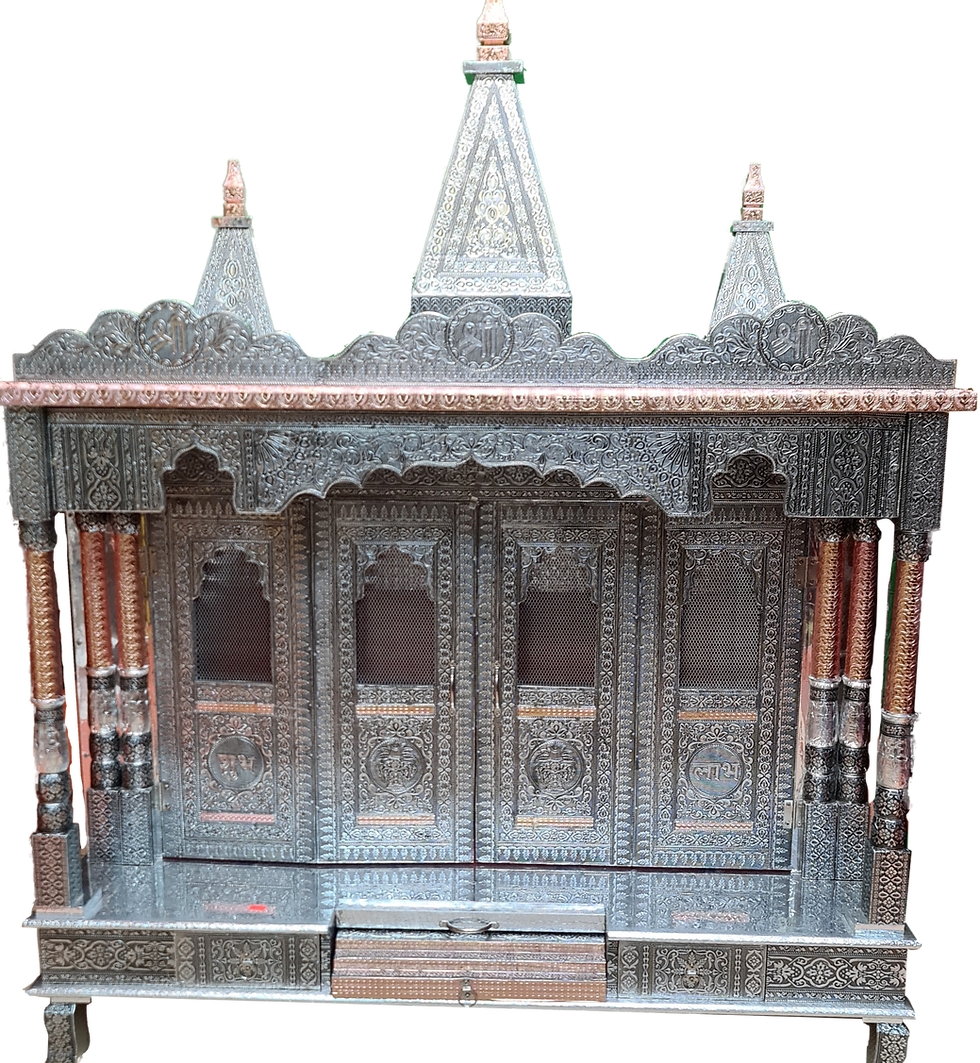 42 by 19 inches Big Oxidized Mandir with 3 Domes