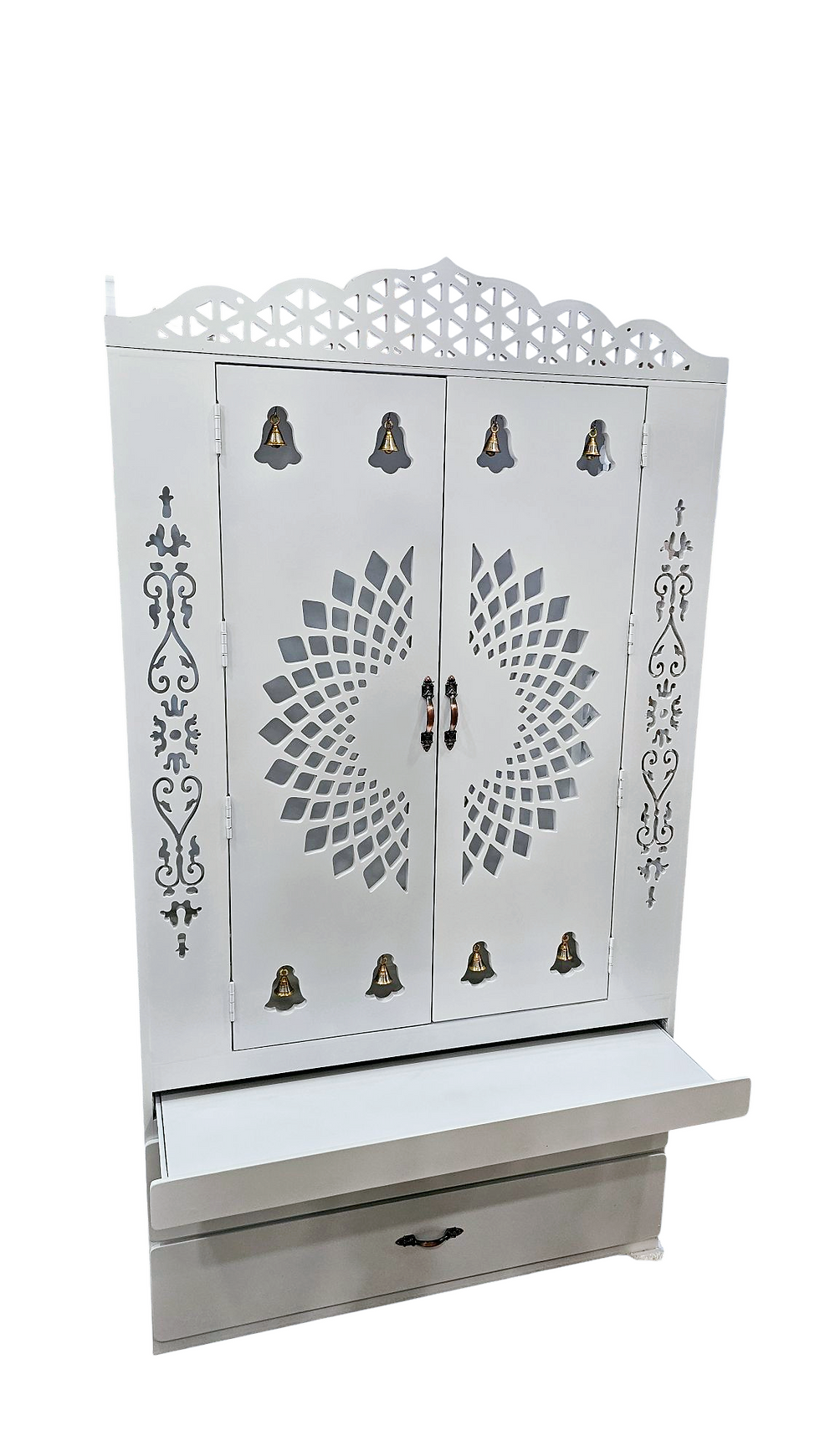 Thumbnail: 36  inches by 18 inches MDF wood  white mandir with Door