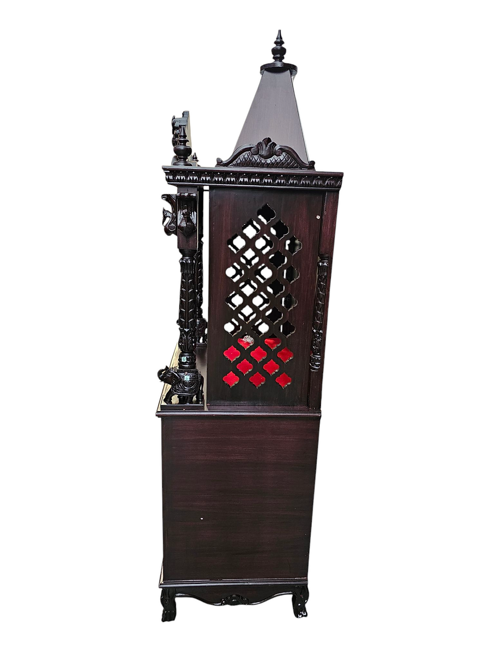 Thumbnail: 25  by 18  Sewan wood dark polish Mandir with cabinet open style 