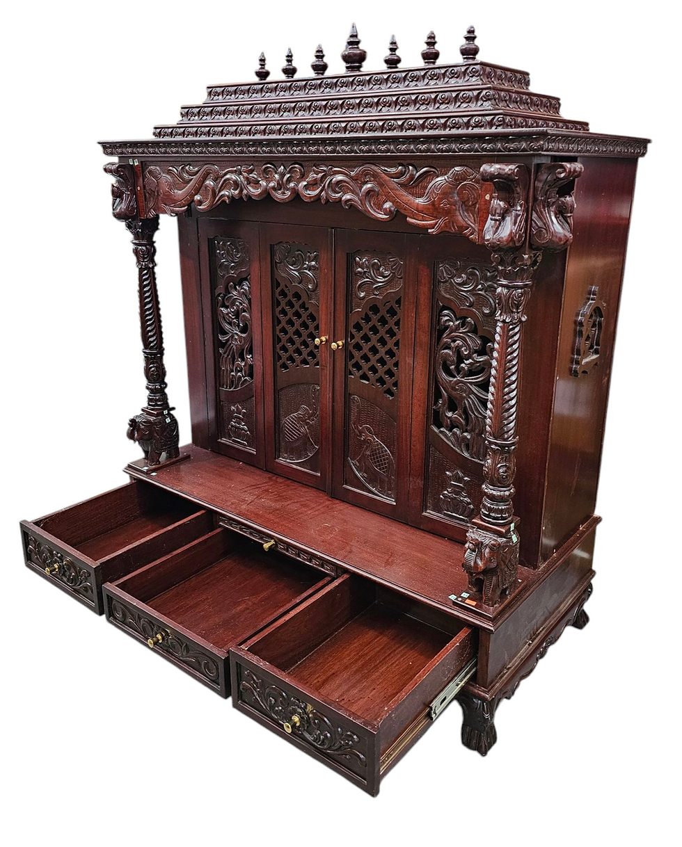 Thumbnail: 52 by 24 inches Sewan wood Mandir with carving  door model