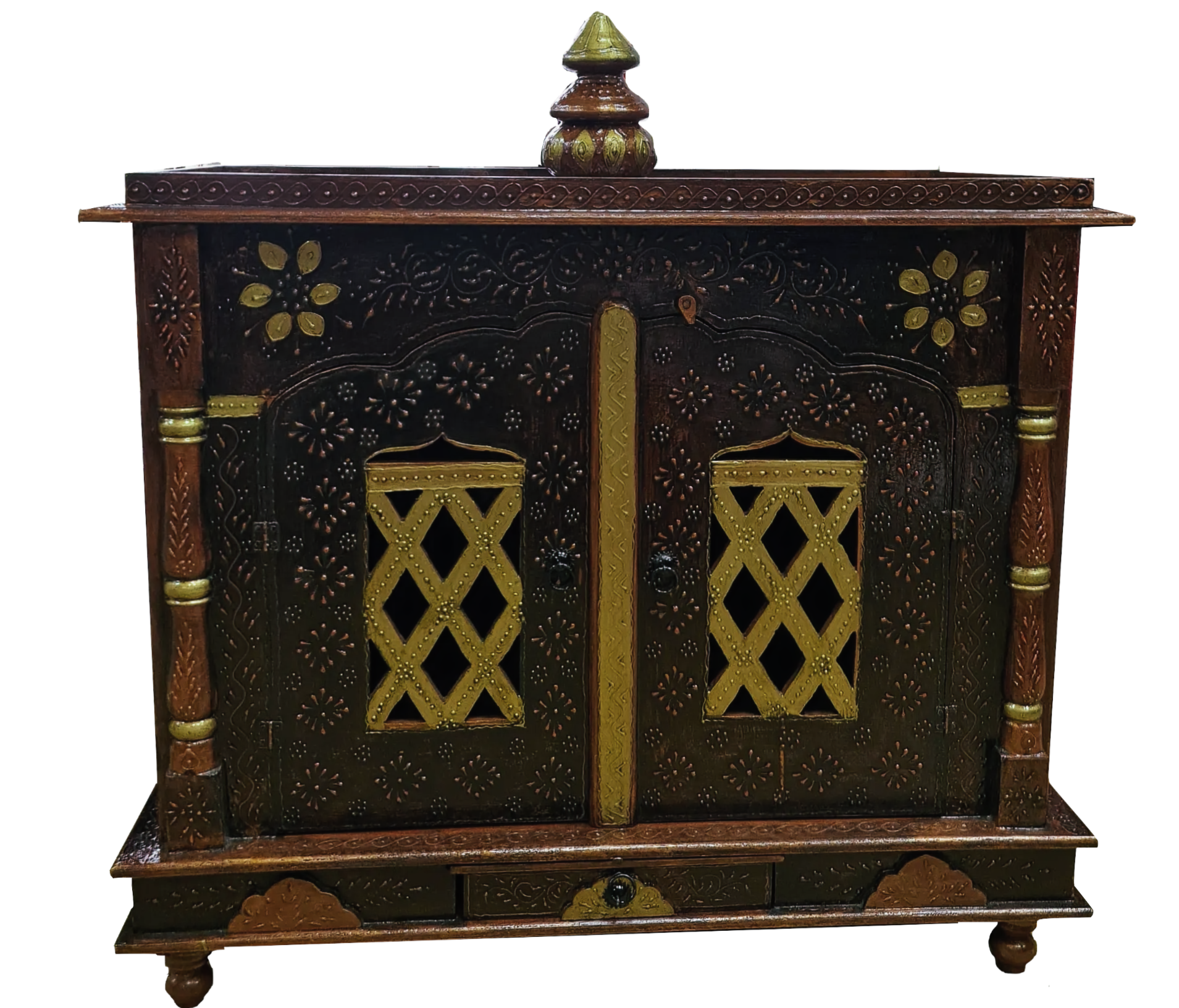 36 by 18 MDF Copper/Golden color Mandir With Door