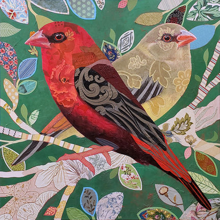 red bird painting