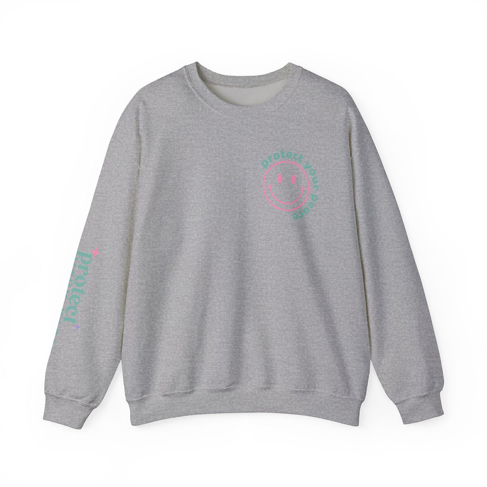 Thumbnail: Protect Your Peace Pastel Smiley Front/Back/Sleeve Crewneck Adult