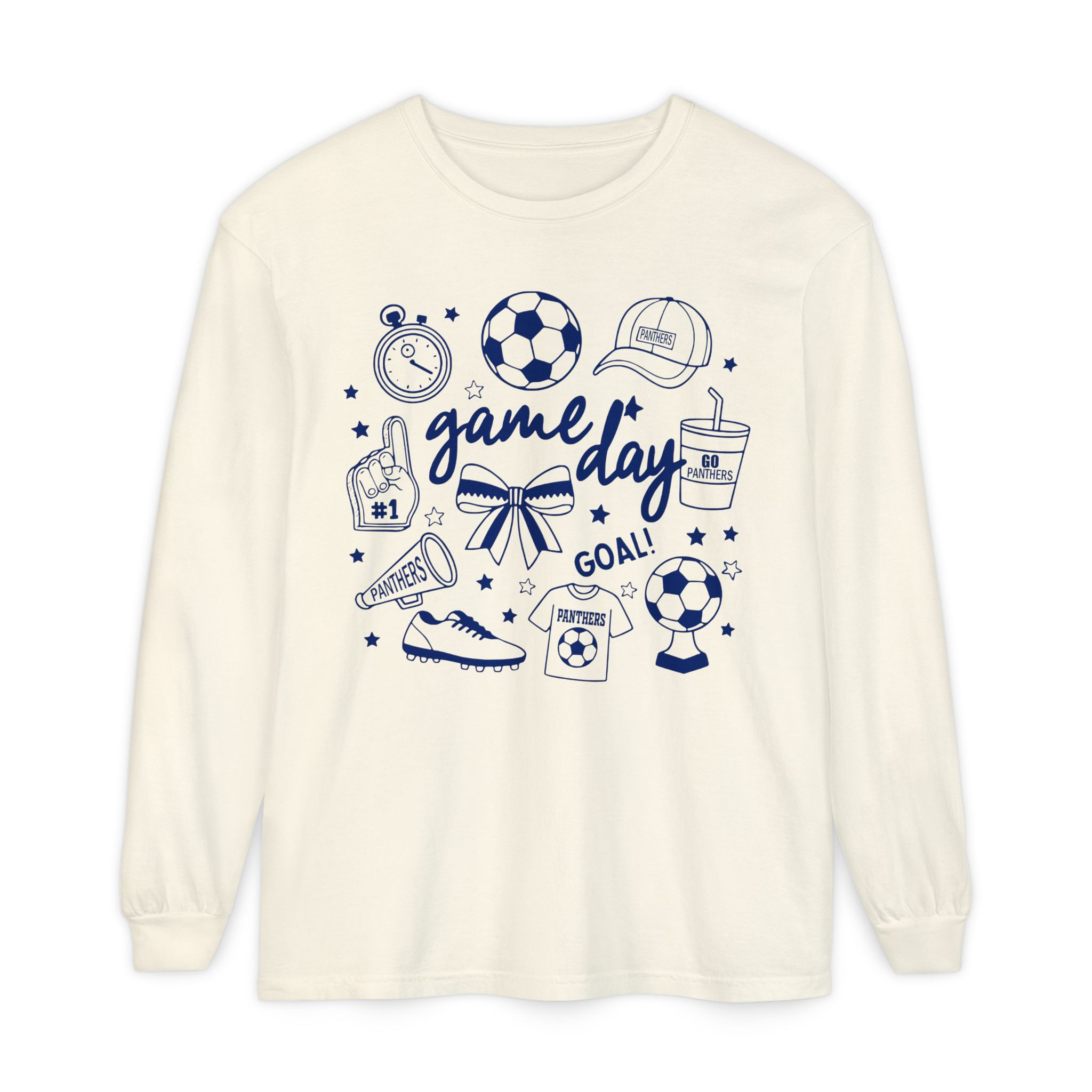 Game Day Panthers Doodles Long Sleeve Adult