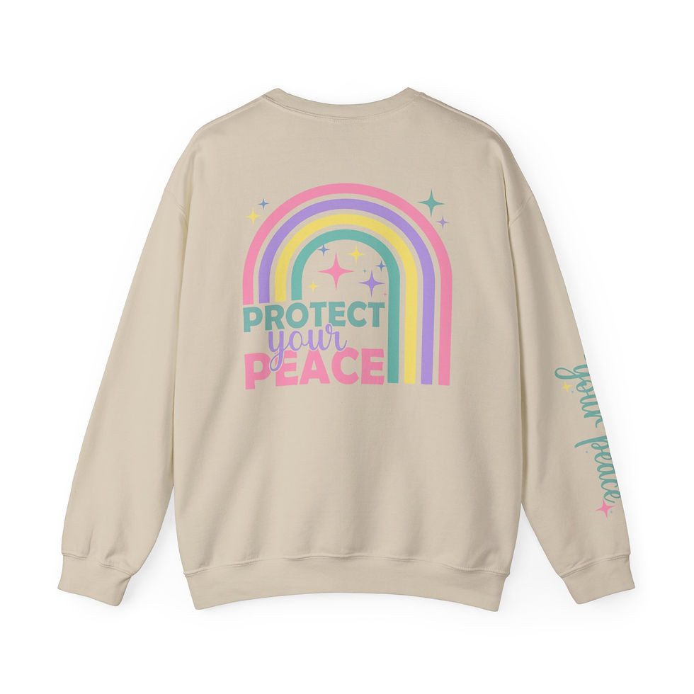 Thumbnail: Protect Your Peace Pastel Smiley Front/Back/Sleeve Crewneck Adult