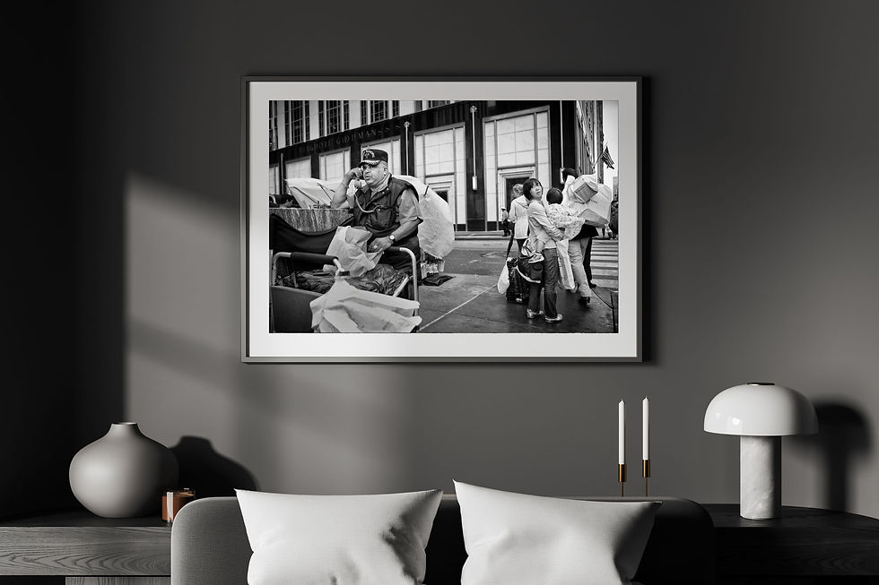 A man standing in line outside the Apple store on 5th Avenue. Waiting to buy the newly released Iphone 5. 2012. Wall mockup