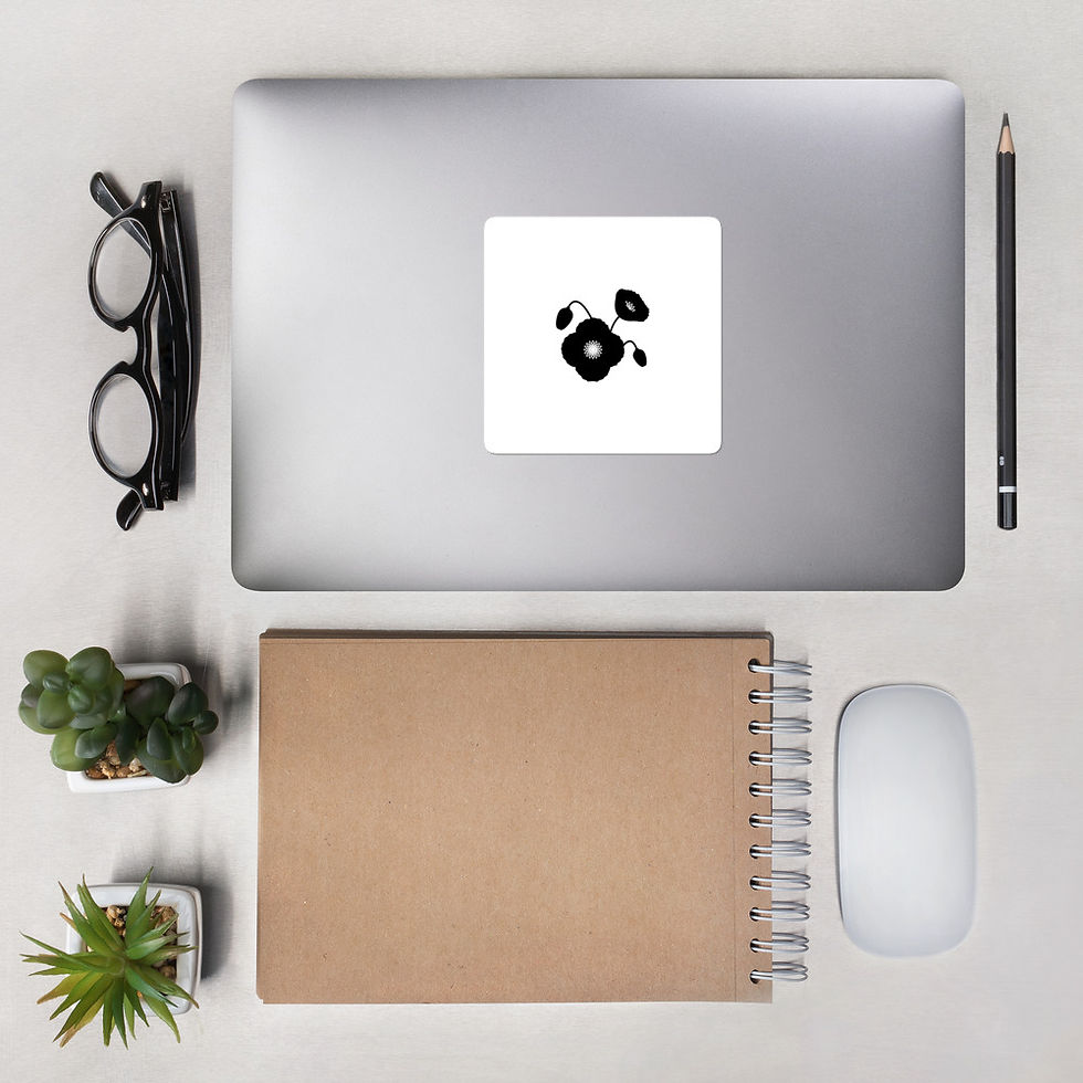 Thumbnail: Black & White Poppy Flower Bubble-Free Sticker