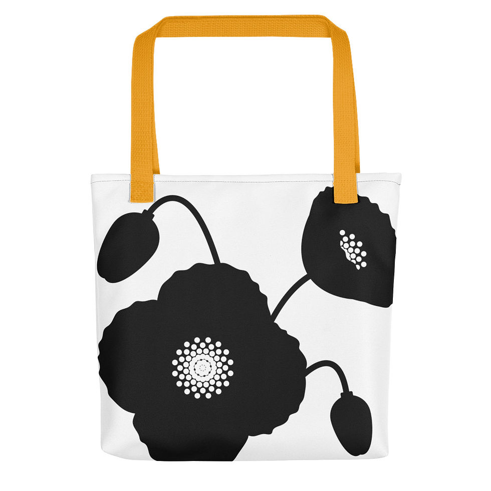 Thumbnail: Black & White Poppy Flower Tote Bag 2 