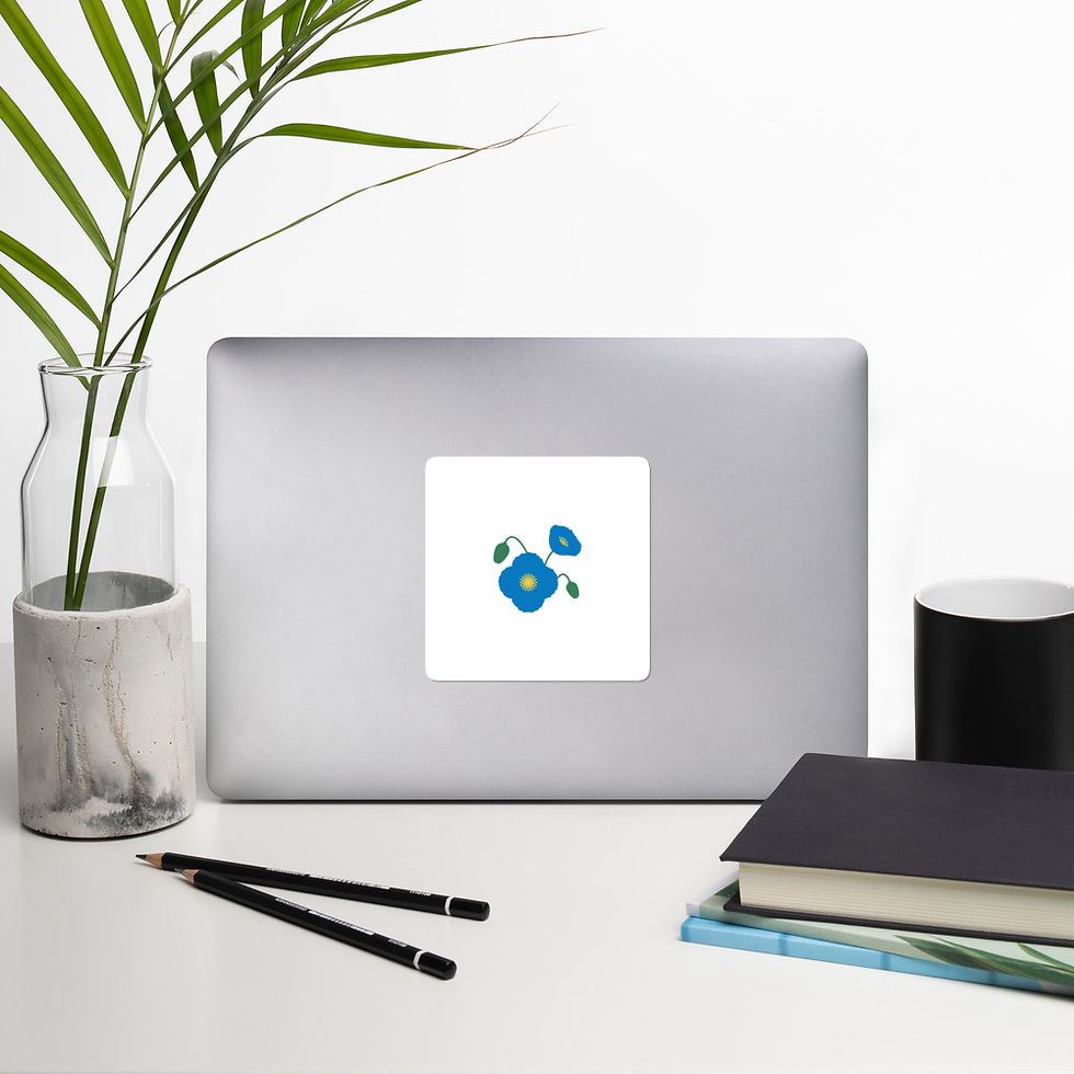 Thumbnail: Blue Poppy Flower Bubble-Free Sticker