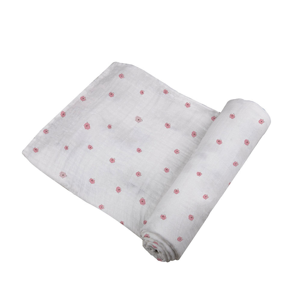 Miniatura: Pink Flower Bamboo Muslin Swaddle