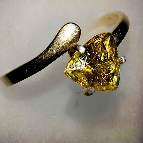 ぽぷ★天然スフェーン★リングオーダー 14号 大粒 メンズOK スフェーン 15.18ct ダイヤモンド 計1.44ct リング