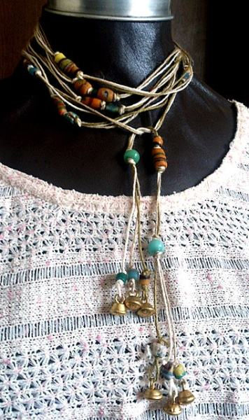 巻いて使うエスニックロープ＊オリーブベージュ