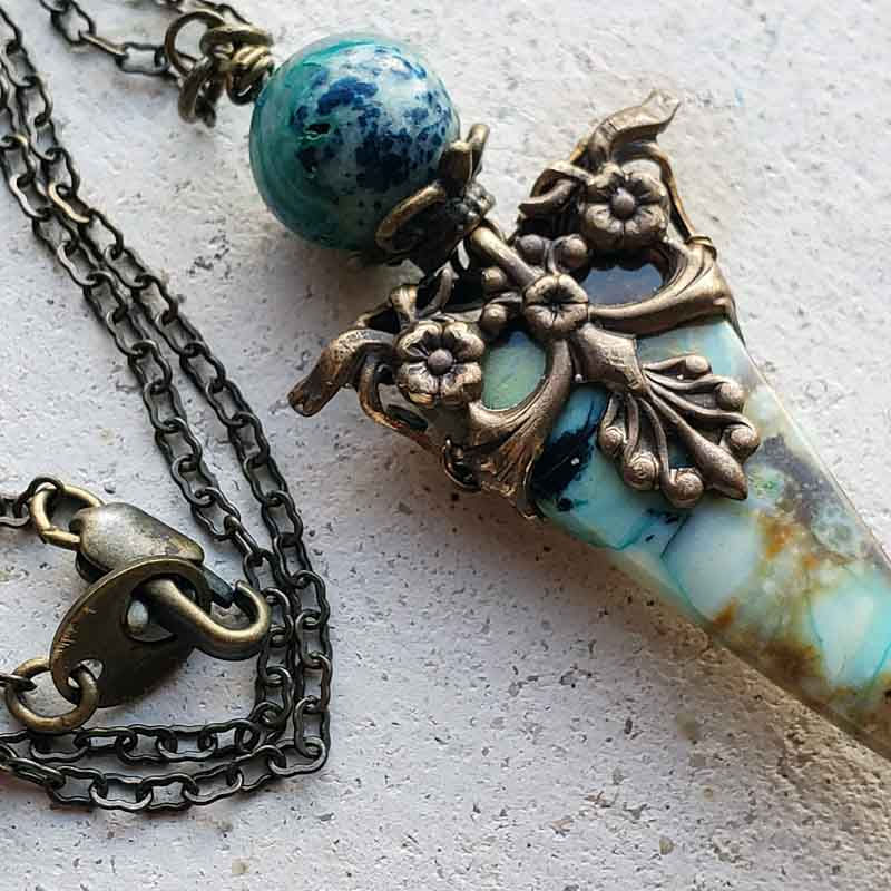 サムネイル： ブルーオパールネックレスD～幸運を呼び込む石