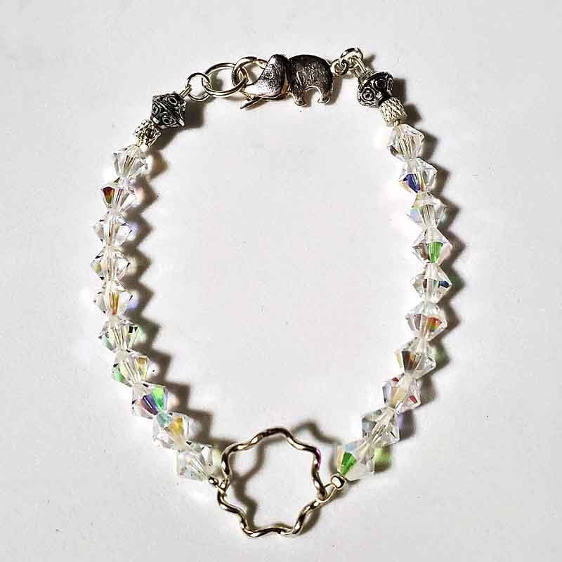 サムネイル： 月の虹のスワロフスキークリスタルシルバーブレスレット