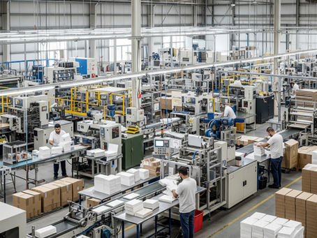 Modern U.S. facility producing custom pillow boxes packaging with advanced machinery – ideal for businesses searching for pillow box manufacturers near me