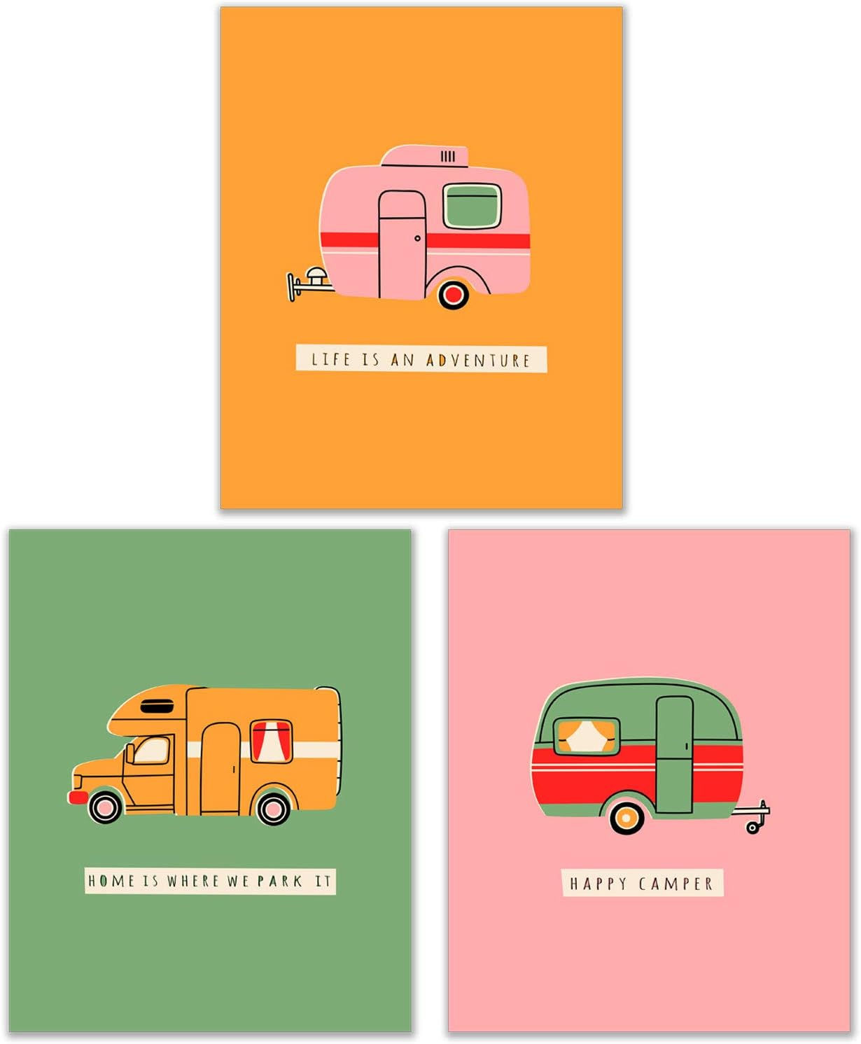 Bold Camping Trailers Prints - Set of 3 (8x10 Inches)