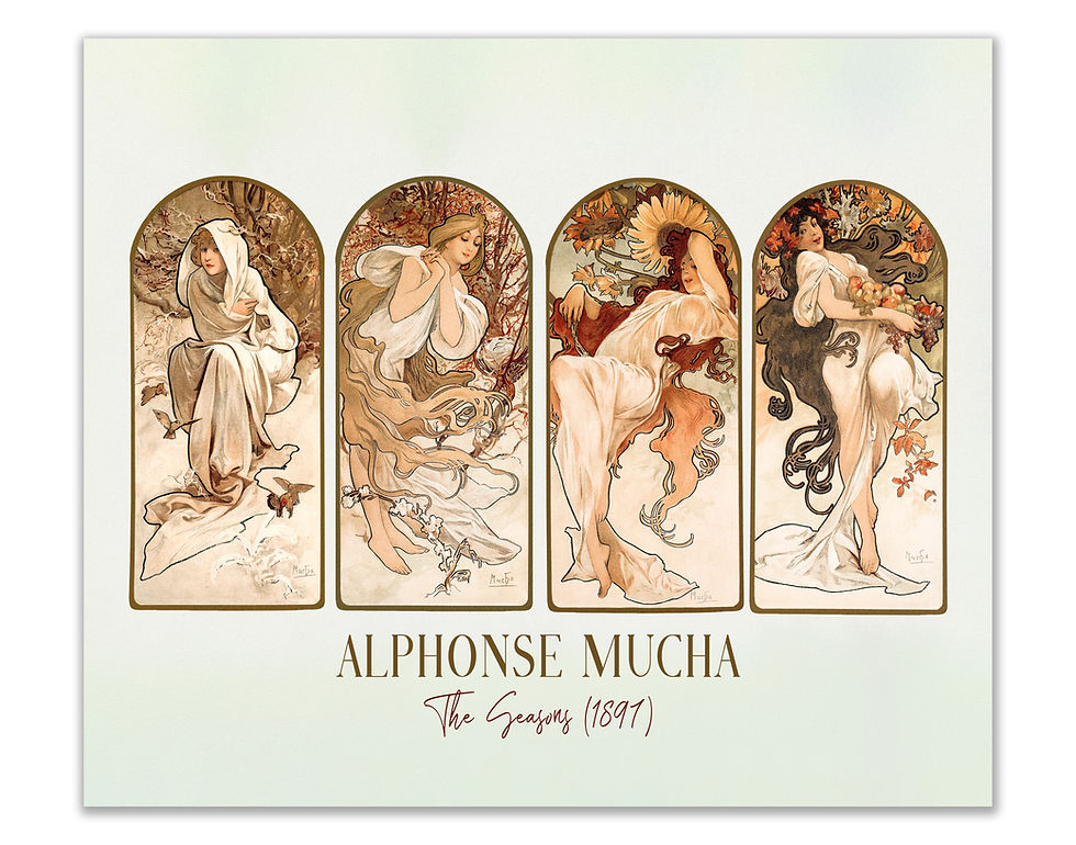 Alphonse Mucha, The Seasons (1897) Print - Set of 1 (11x14 Inches)