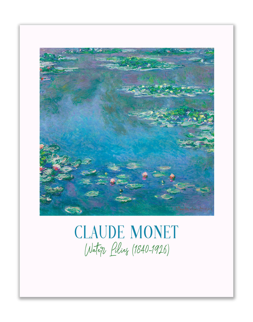 Claude Monet, Water Lilies (1840–1926) Print - Set of 1 (11x14 Inches)