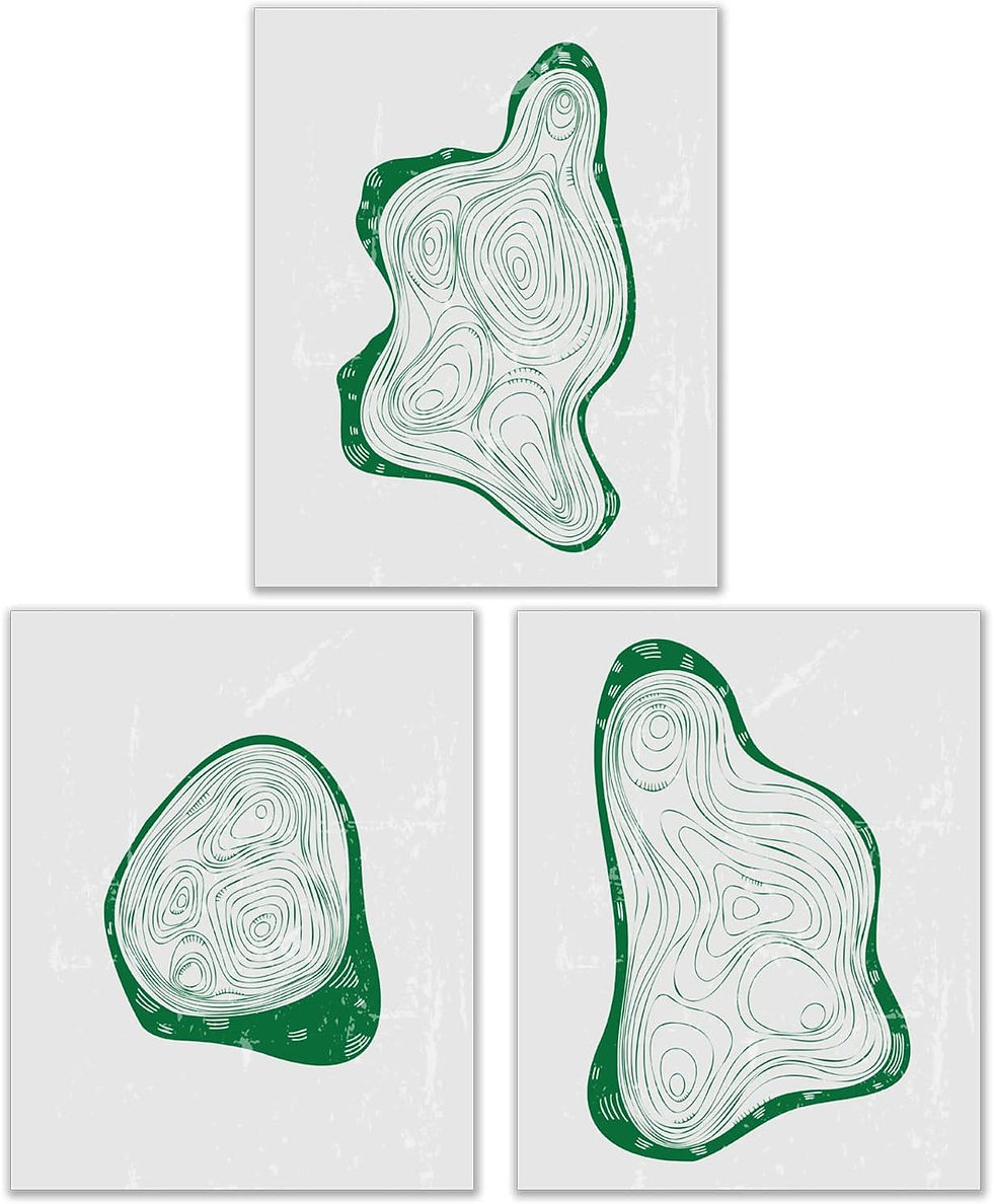 Green Tree Rings Prints - Set of 3 (8x10 Inches)