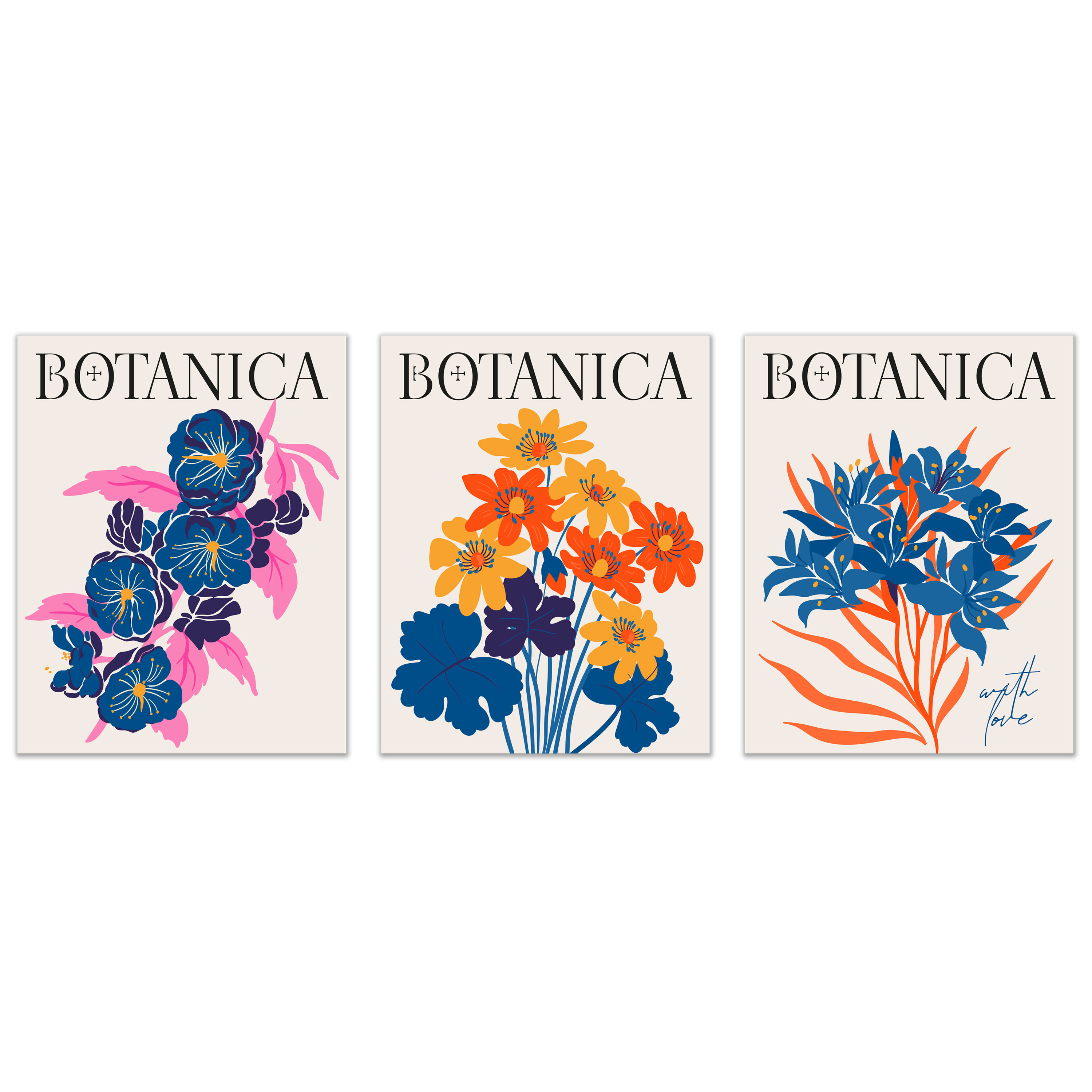 Vintage Botanica Matisse Floral Prints - Set of 3 (11x14 Inches)