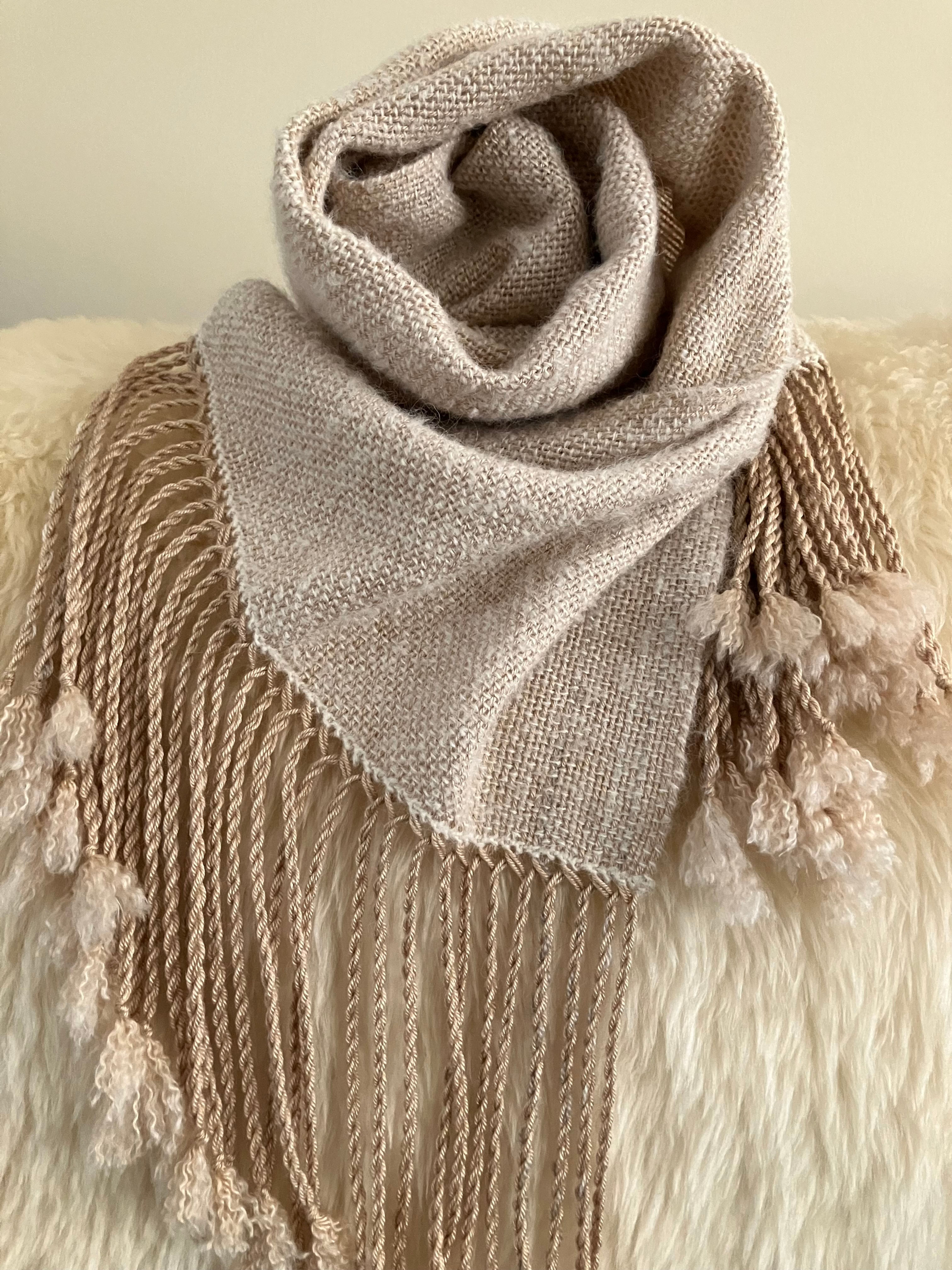 Handwoven Baby Camel / Silk and Baby Alpaca / Silk Scarf | Luxe Handweaving