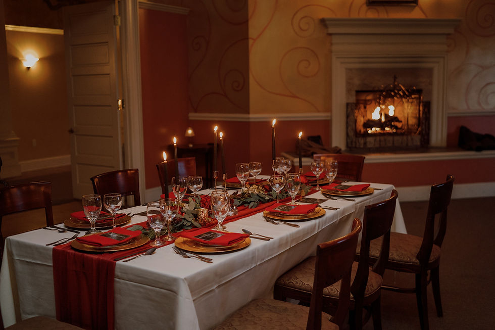 Fall themed tablescape in front of fire place