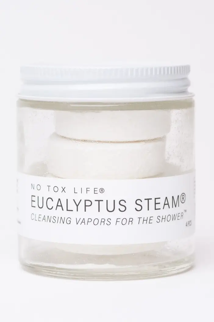 No Tox Life Eucalyptus Steam Cleansing Vapors for the Shower in jar.