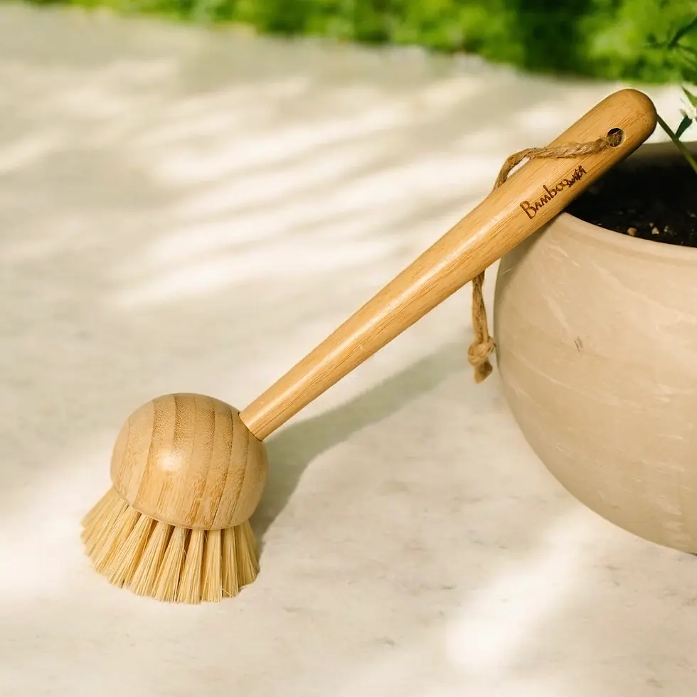 Thumbnail: Eco-friendly long-handled bamboo dish brush displaying "Bamboo" logo.