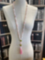 Collier mala en opale rose du Pérou - Quartz Rose - Serpentine - vert - rose - 8 mm - Pièce Unique - Les Pierres de Tol