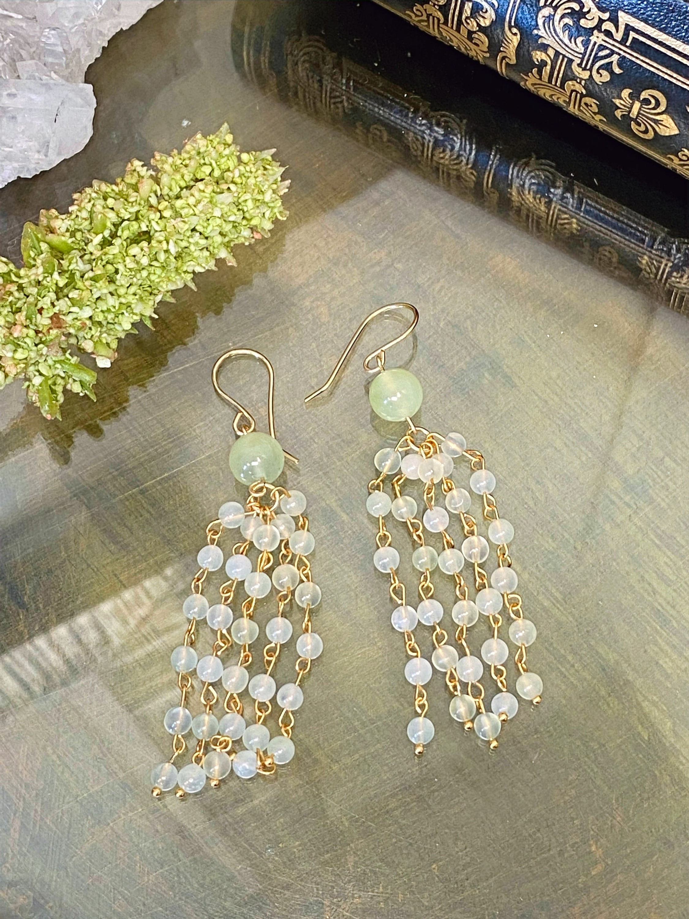 Boucles d'oreilles faites à la main en Jade et Gold filled