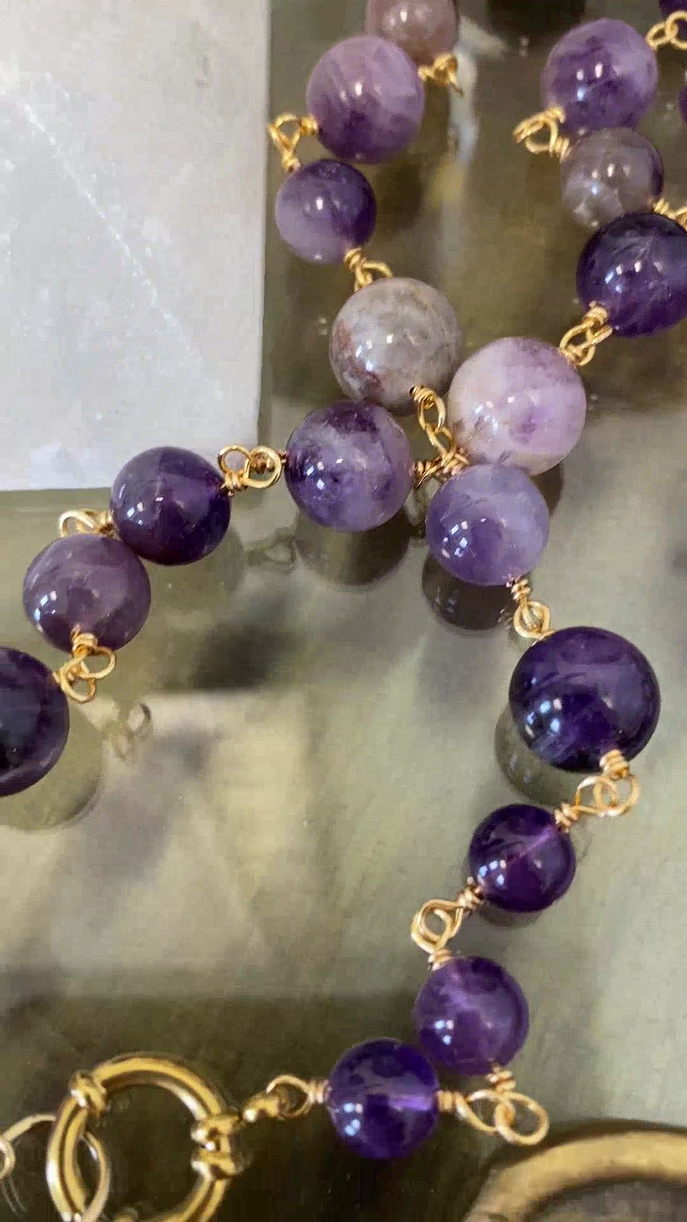 Collier en améthystes et croix baroque - Pièce unique