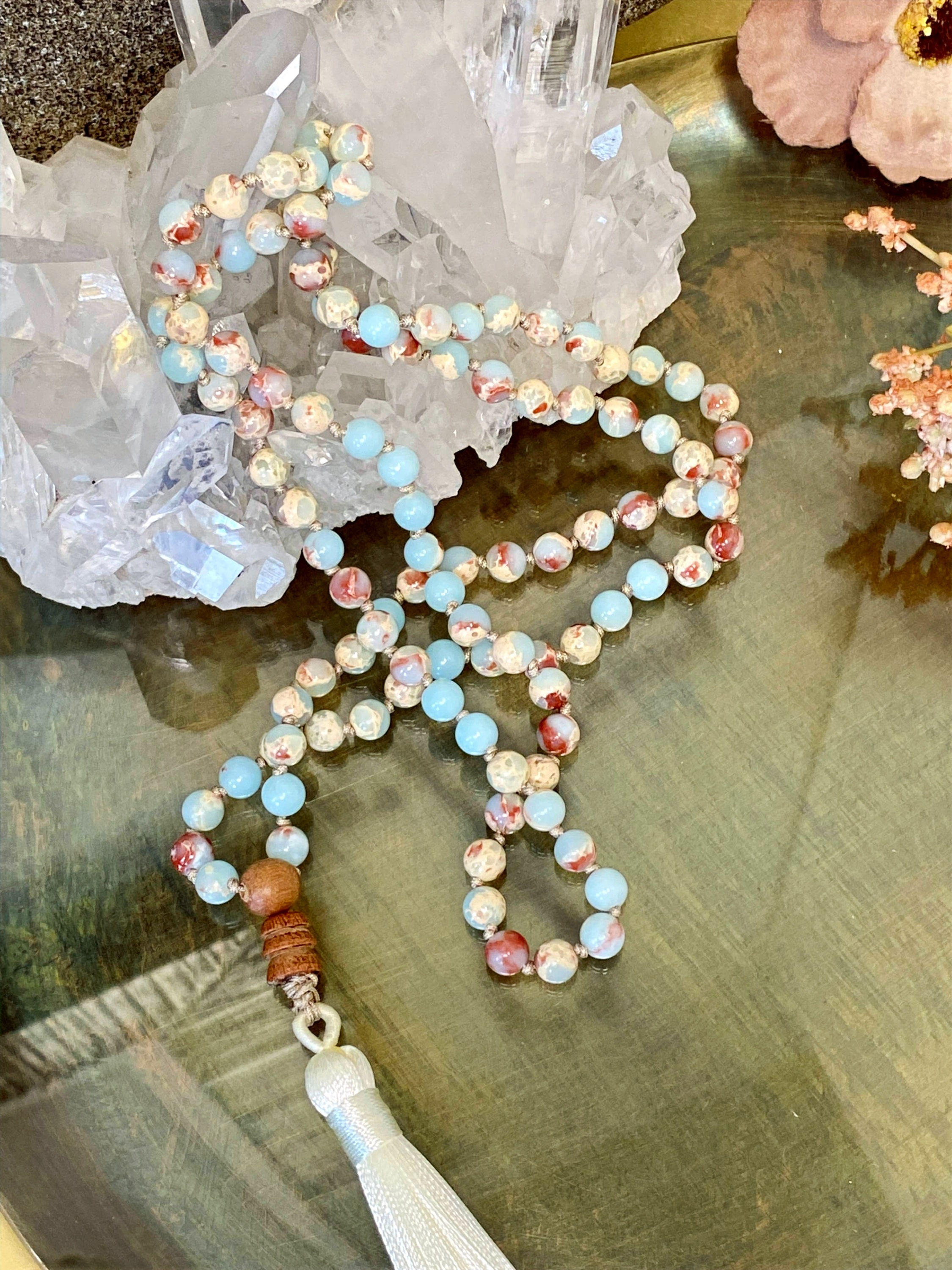 Collier mala en jaspe peau de serpent