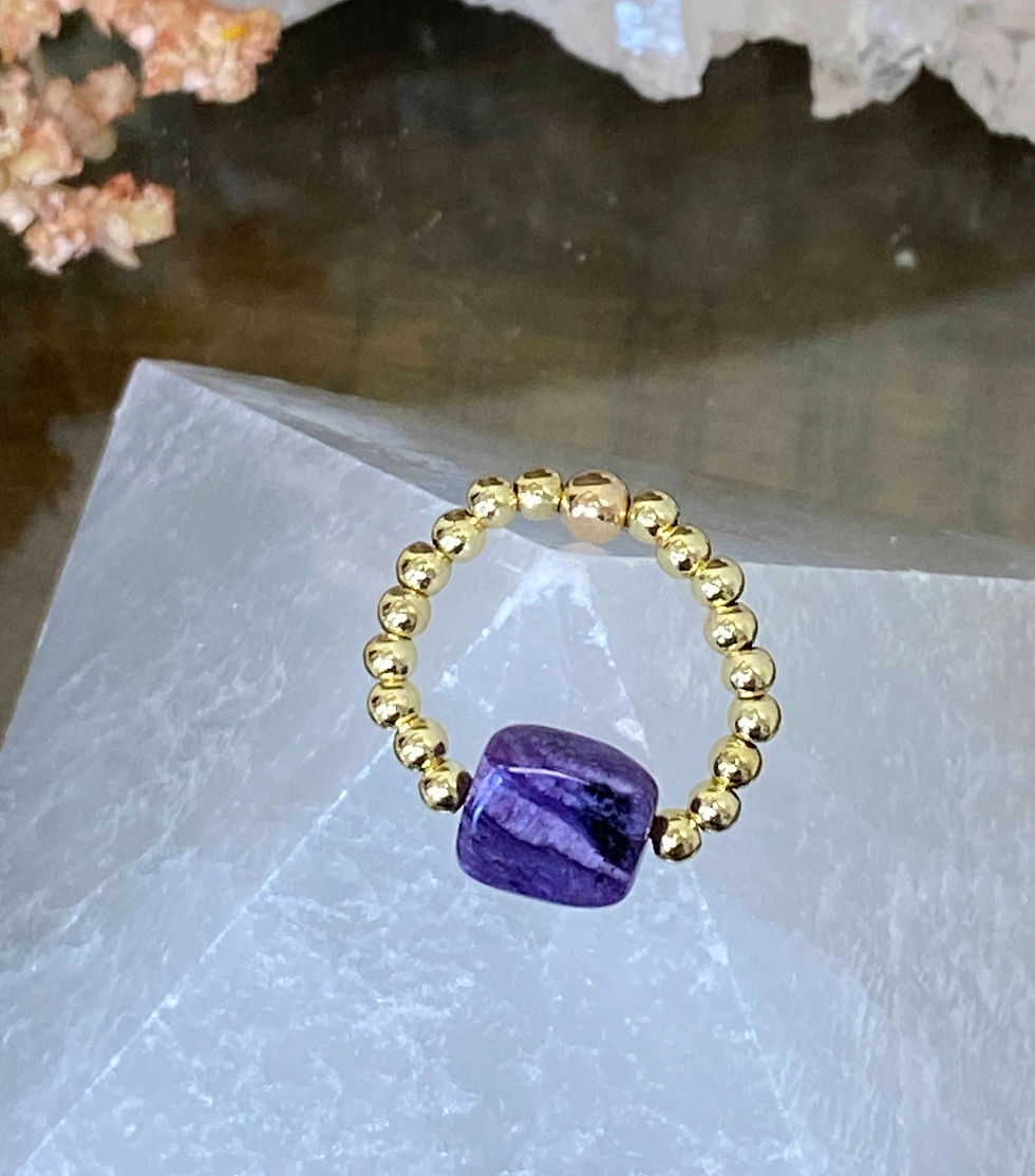 Bague en gold filled et pierres naturelles - Pièce unique faite à la main en France