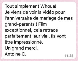 Client ravi de sa commande de film pour l'anniversaire de mariage de ses grands-parents