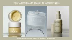 Three skincare products on a neutral background: 8 Faces cream, Lesse moisturizer, and Margin serum.