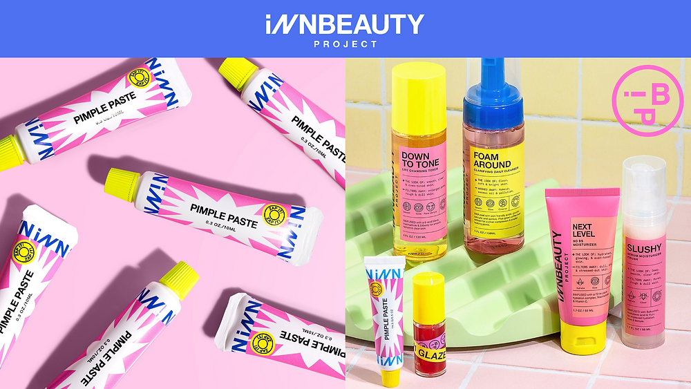 innbeauty project, photo of pimple paste and a photo of their range of products