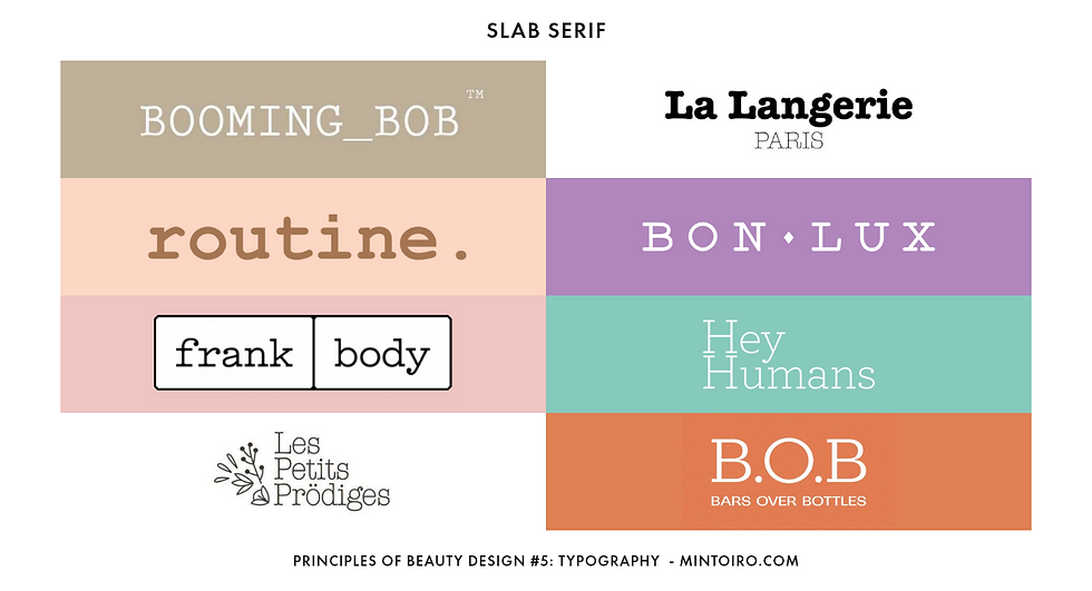 examples of slab serif beauty brand logos