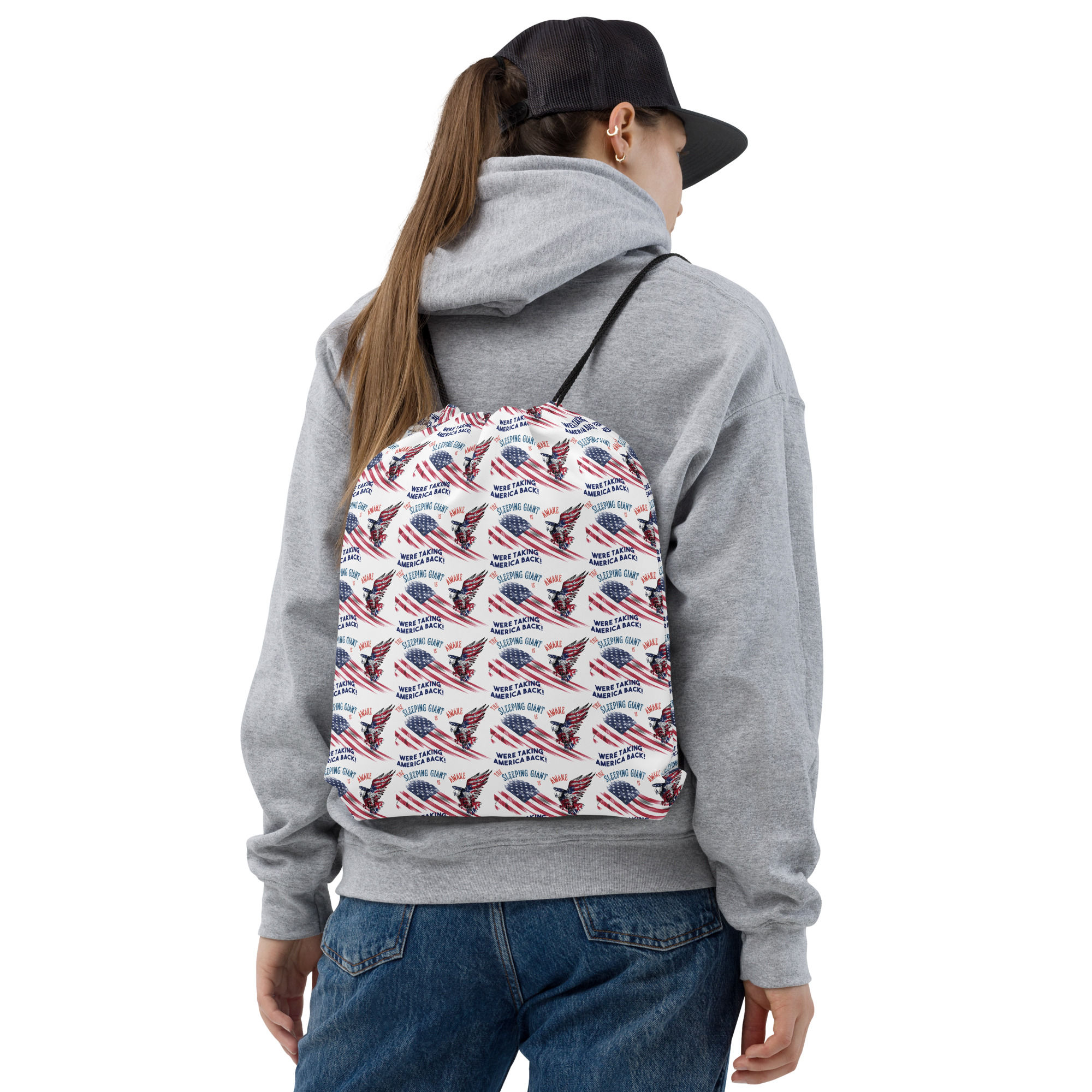 Sleeping Giant Is Awake Drawstring bag